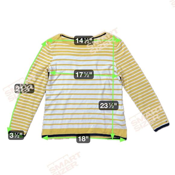 Tommy Hilfiger Sweater Womens Medium Yellow White Stripe Boatneck Long Sleeve - Picture 5 of 9